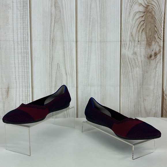 Rothy’s Pointer Ballerina Flats Fabric Comfort Slip-On Shoes Blue Red Size 8 - Picture 4 of 14